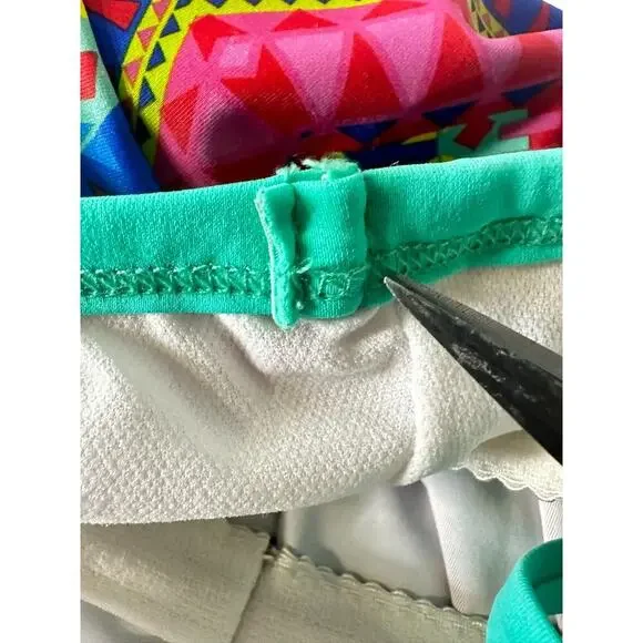 VTG Y2k Dippin' Daisy's Padded Swimwear Bandeau Blue Multicolor Tank Top Sz 8 - Picture 11 of 12